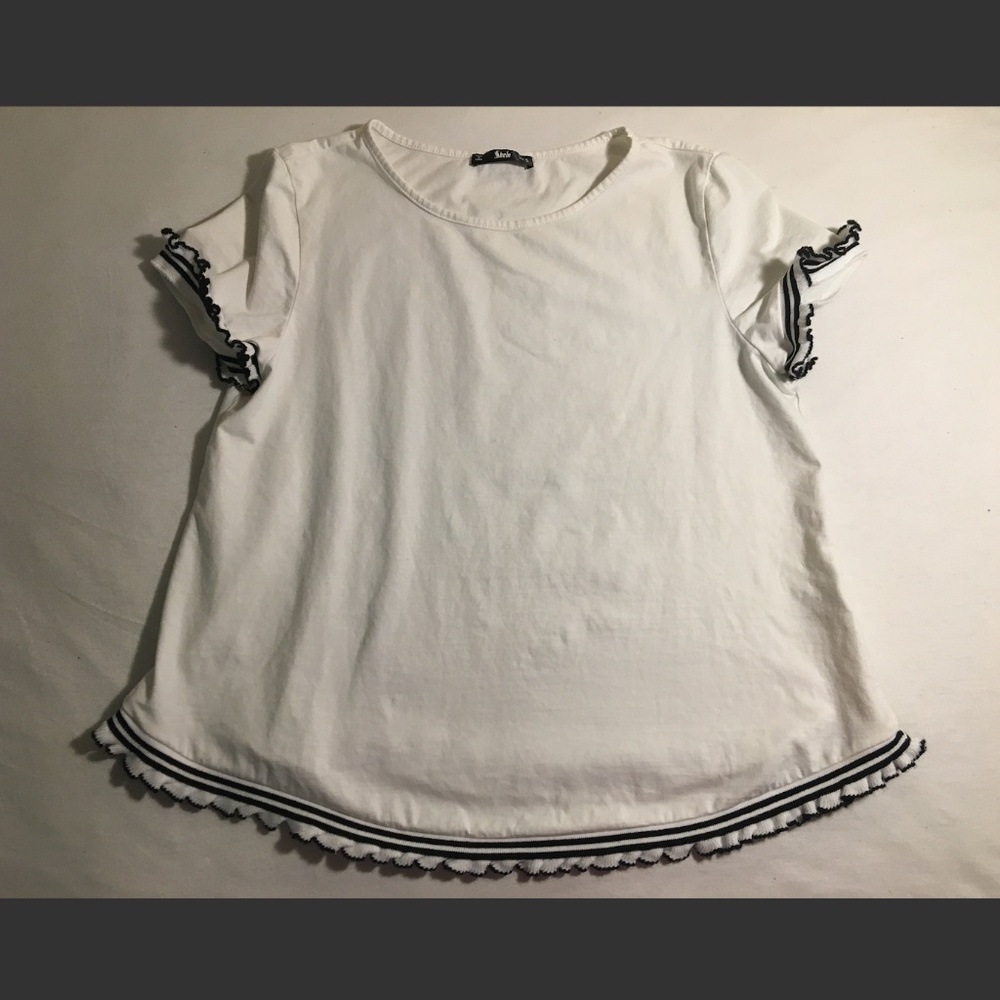 White Frill Short Sleeve Tee